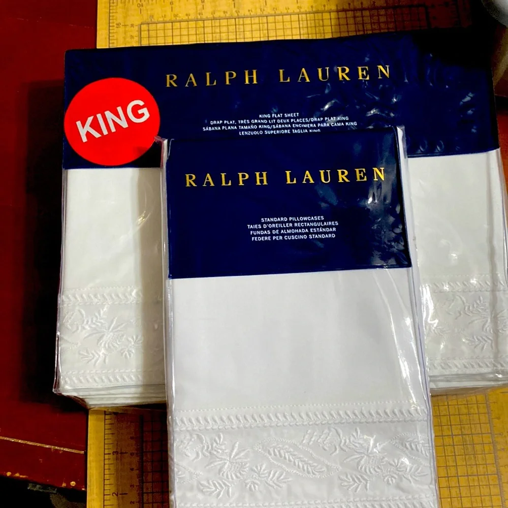 Ralph Lauren KATRINE King size Flat sheet & Standard size pillowcases